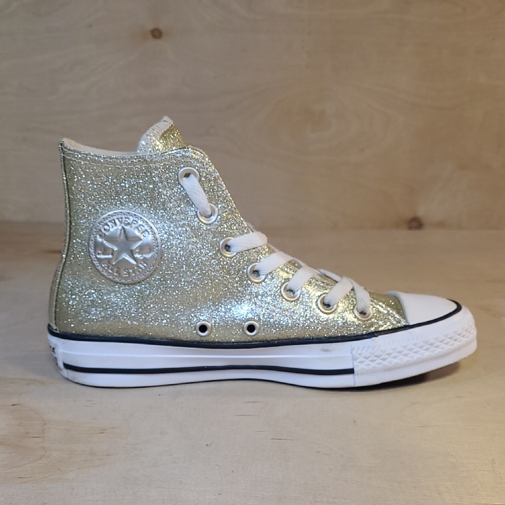 Converse Chuck Taylor All Star High Top Gold Glitter Womens Sneakers